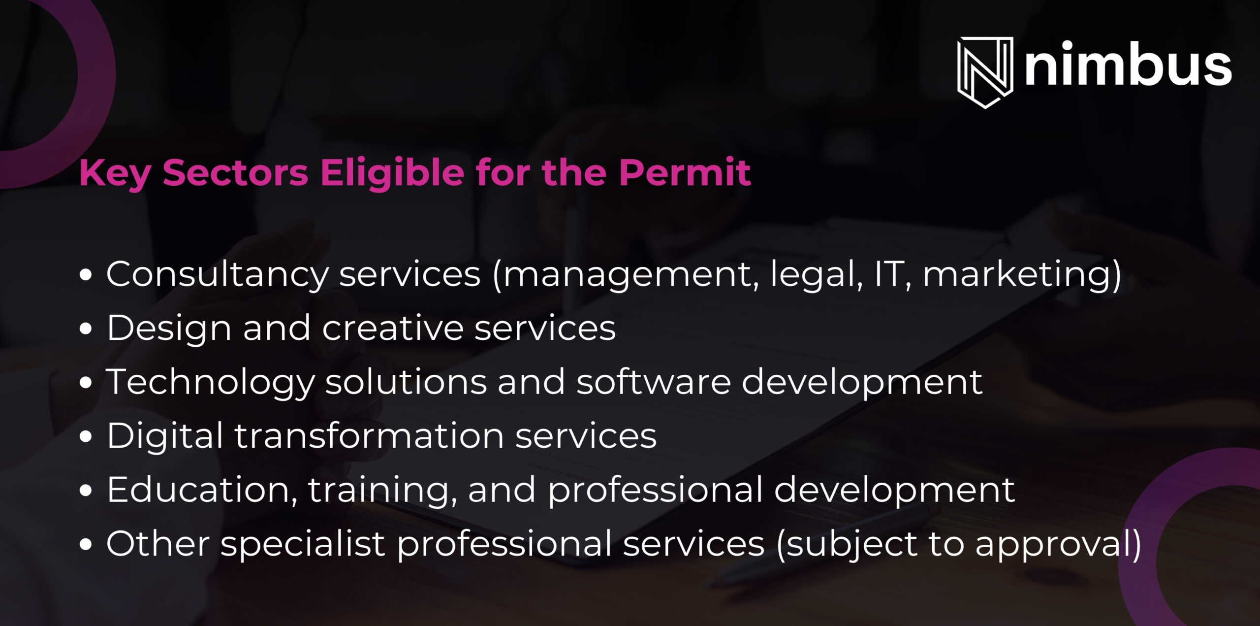 Key Sectors Eligible for the Permit